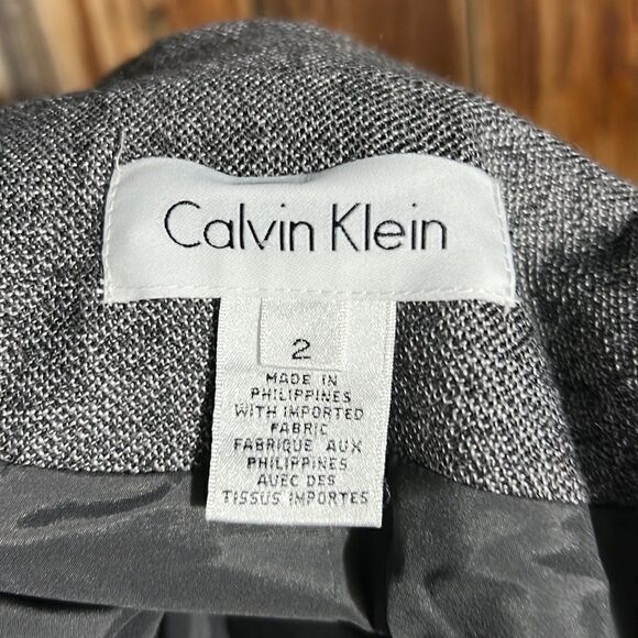 Calvin Klein blazer pockets wool blend lined blue gray white 2 FIRM on PRICE - Picture 2 of 9